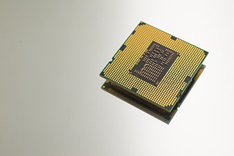 Close-up of CPU Processor Chip on White Background