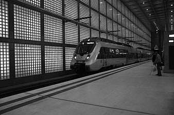Modern train at Leipzig-Stötterei station platform