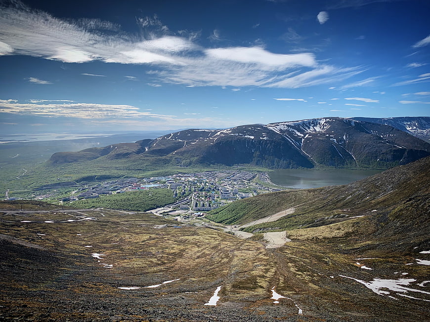 Panoramic View of Kiruna Town and Snow-Capped Mountains