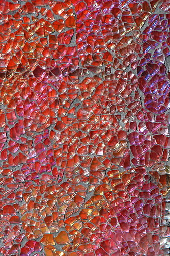 Vibrant Red and Pink Glass Mosaic Texture Background