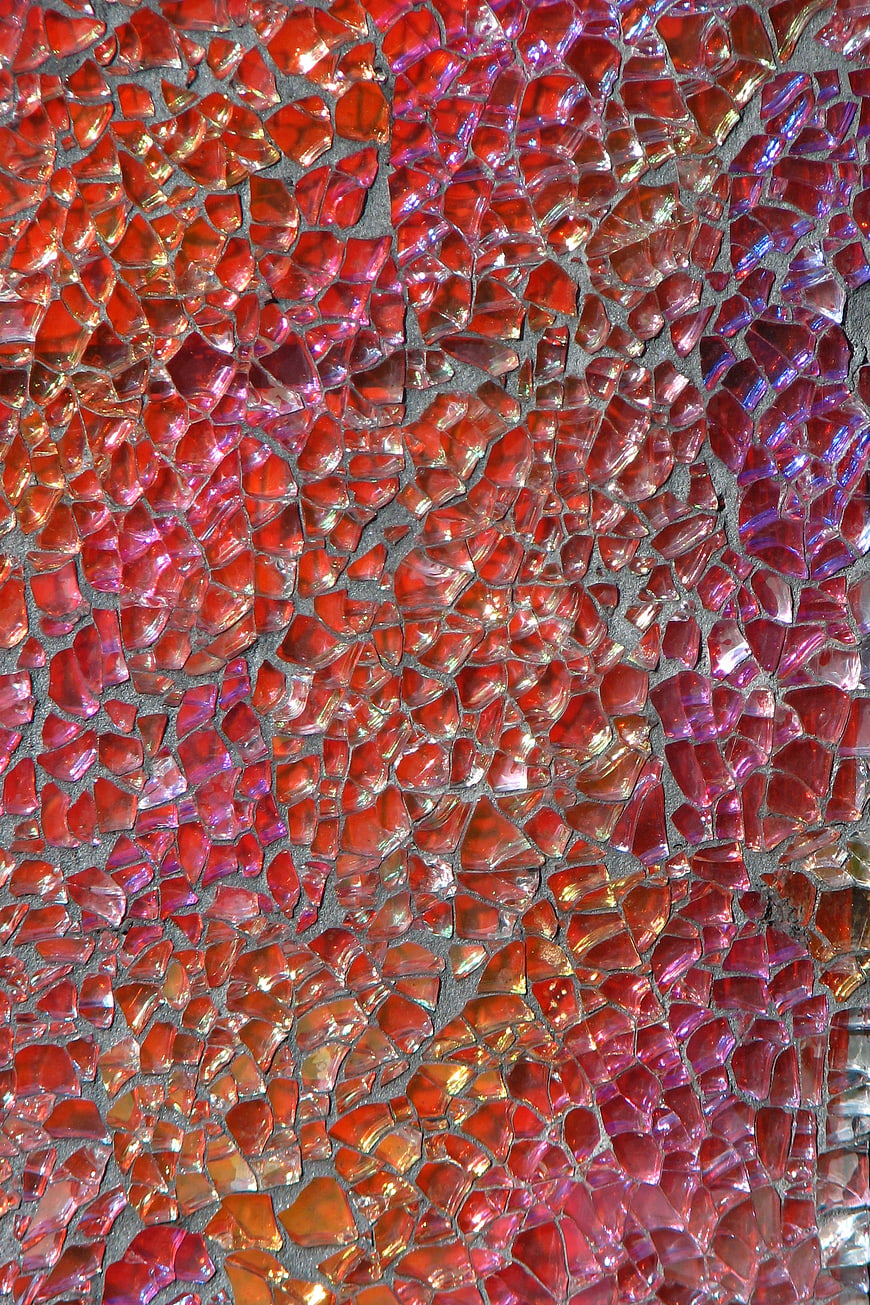 Vibrant Red and Pink Glass Mosaic Texture Background