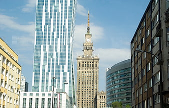 Warsaw skyline with Palace of Culture and Varso Tower