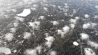 Frozen Lake Ice Bubbles Winter Nature Texture