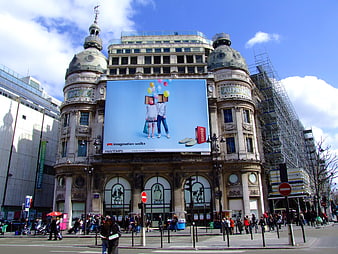 Galerie des Galeries Printemps Paris with large billboard