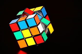 Scrambled Rubik's Cube on Black Background