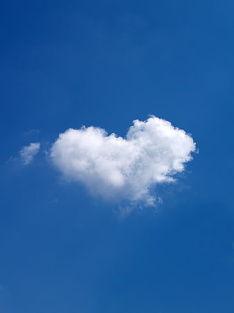 Heart Shaped White Cloud in Blue Sky