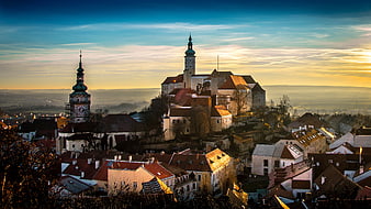 Mikulov Castle and Old Town at Sunrise in Czech Republic