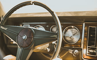 Vintage Buick Steering Wheel and Dashboard Interior