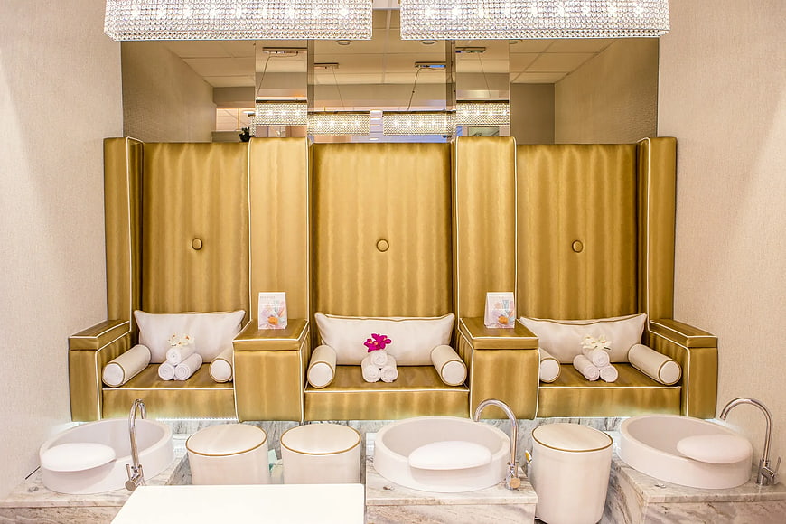 Luxurious Gold Pedicure Spa Chairs with Marble Sinks