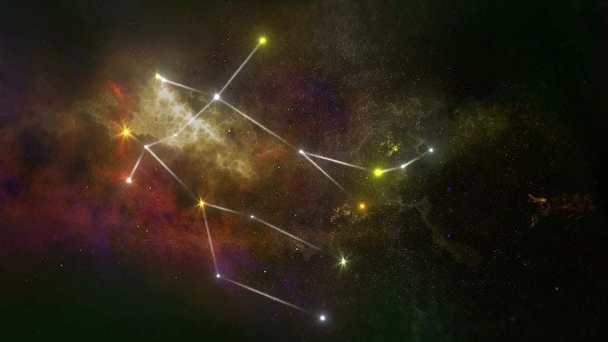 Scorpius Constellation Star Map With Nebula Background