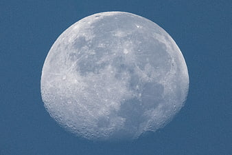 Full Moon in Blue Sky with Craters