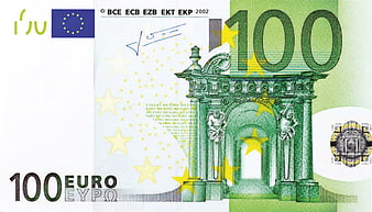 Close-up of 100 Euro Banknote with Architectural Arch Design