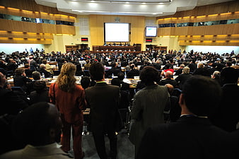 Large International Conference Hall With Seated Attendees