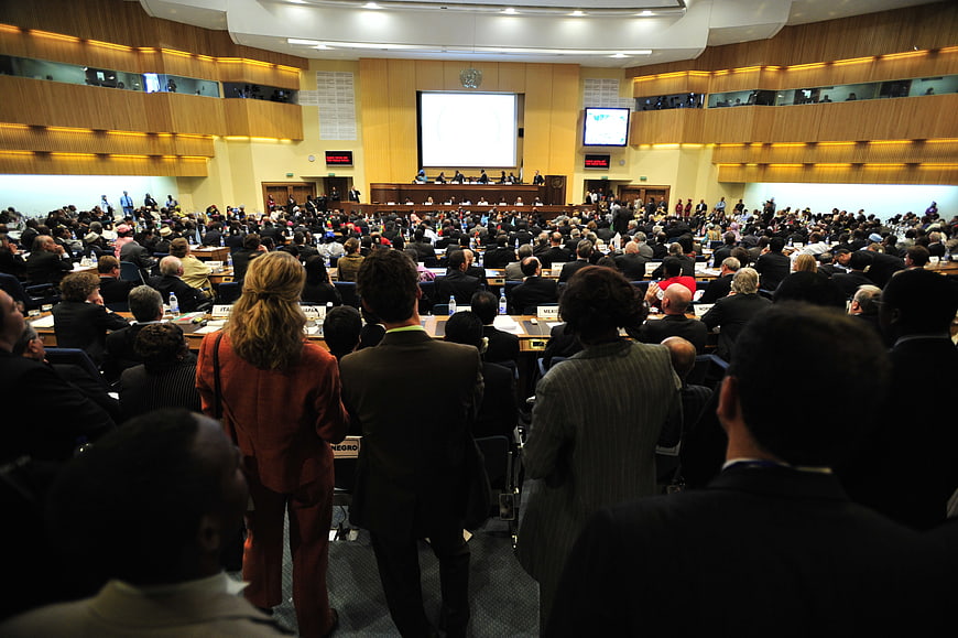 Large International Conference Hall With Seated Attendees