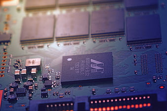 Macro Close-Up of NVIDIA GPU Chip on Green Circuit Board