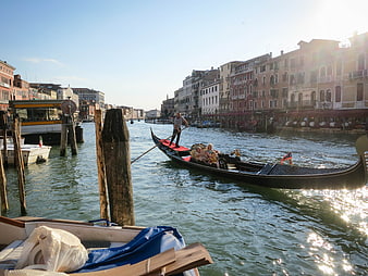 Gondola Ride on Venice Grand Canal at Sunset