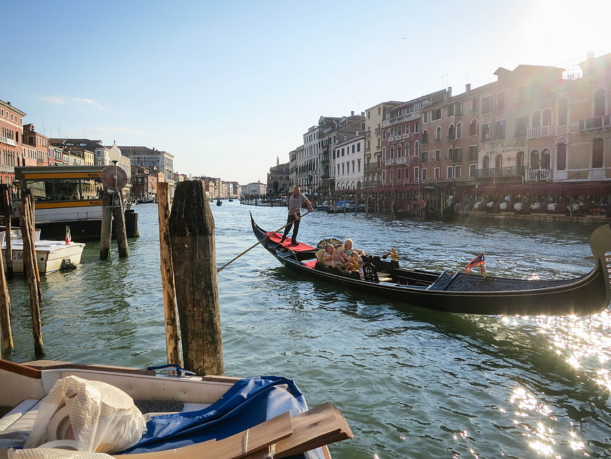 Gondola Ride on Venice Grand Canal at Sunset