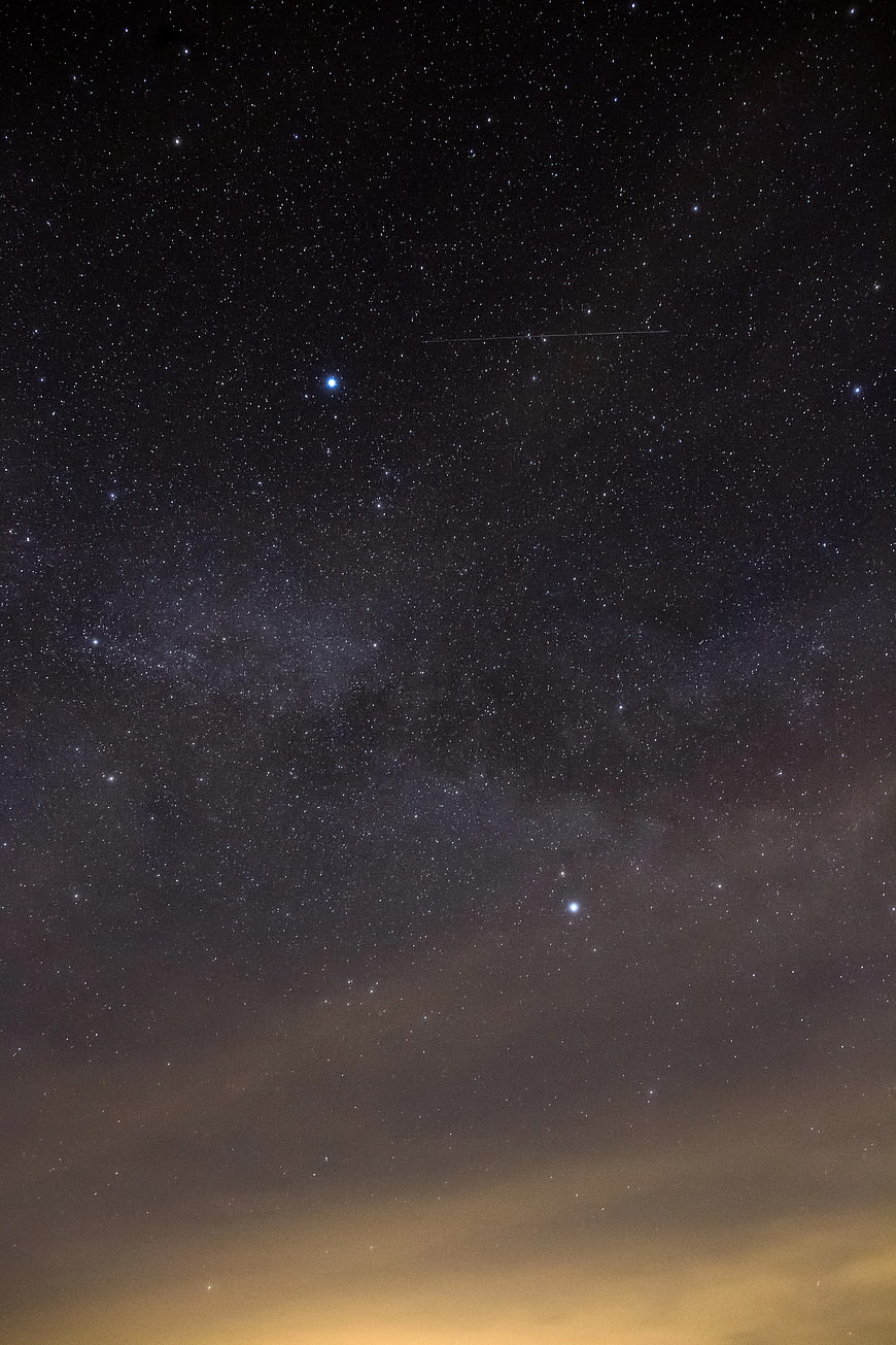 Milky Way Galaxy Night Sky with Stars and Light Pollution