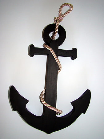 Black Wooden Anchor Wall Decor With Rope