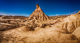 Dramatic Eroded Rock Formation in Arid Desert Landscape