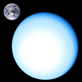 Uranus and Earth size comparison in deep space