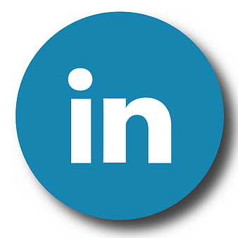 Blue LinkedIn Icon with White Text on White Background