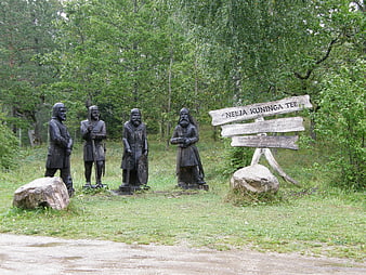 Four Kings Monument Sculptures in Forest Setting