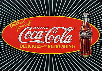 Vintage Coca-Cola Advertising Sign with Classic Bottle Illustration