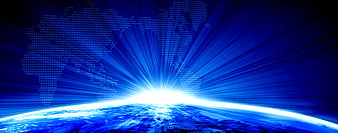 Global Connectivity Digital Earth Sunrise Background