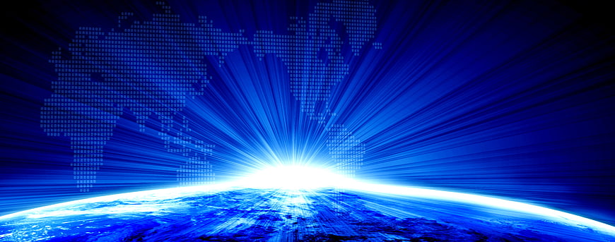 Global Connectivity Digital Earth Sunrise Background