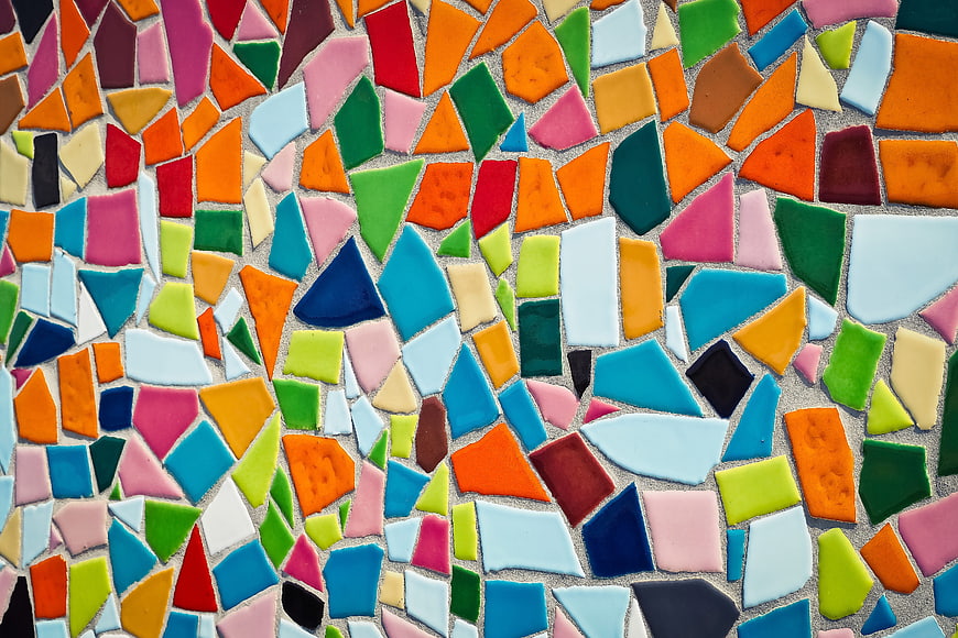 Colorful Broken Ceramic Tile Mosaic Texture Background