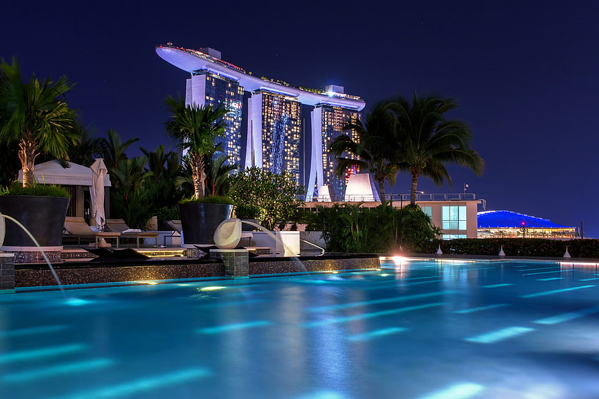 Marina Bay Sands Singapore Night Pool View
