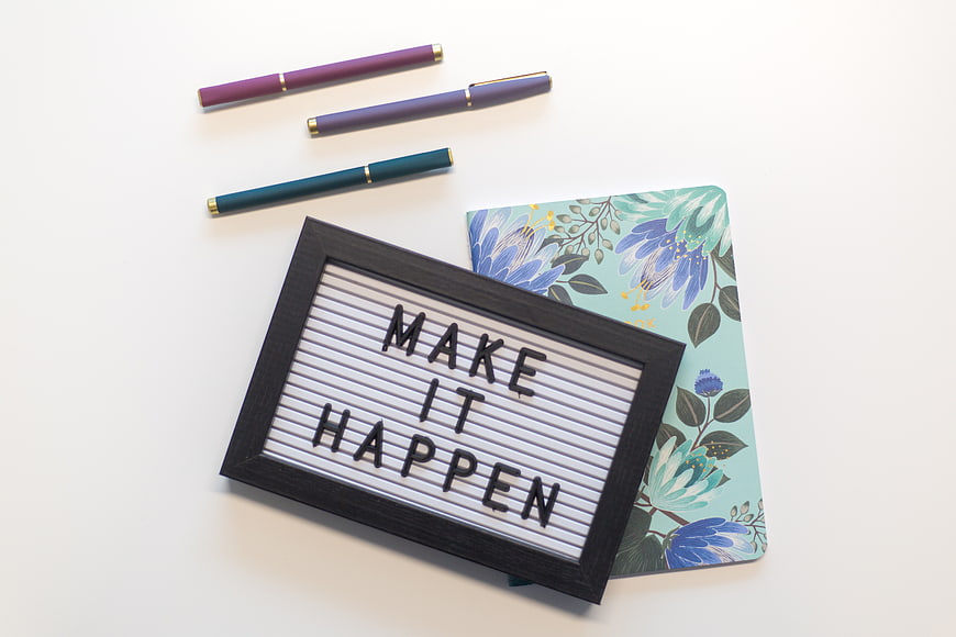 Make It Happen Letter Board with Pens and Notebook