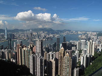 Hong Kong Cityscape Skyline View From Victoria Peak