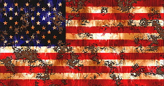 Grungy distressed American flag texture background