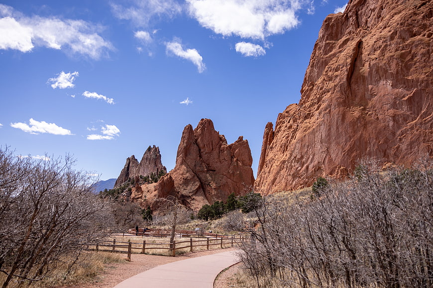 Garden of the Gods red rock formations and hiking trail
