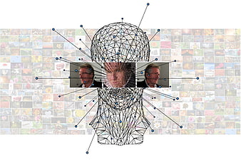 Artificial Intelligence Concept With Wireframe Head And Neural Network