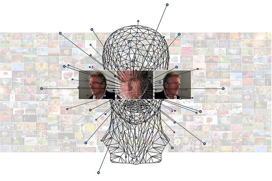 Artificial Intelligence Concept With Wireframe Head And Neural Network
