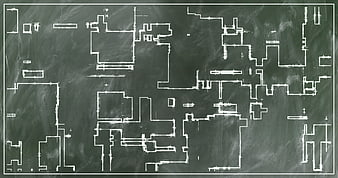 Chalkboard architectural floor plan sketch