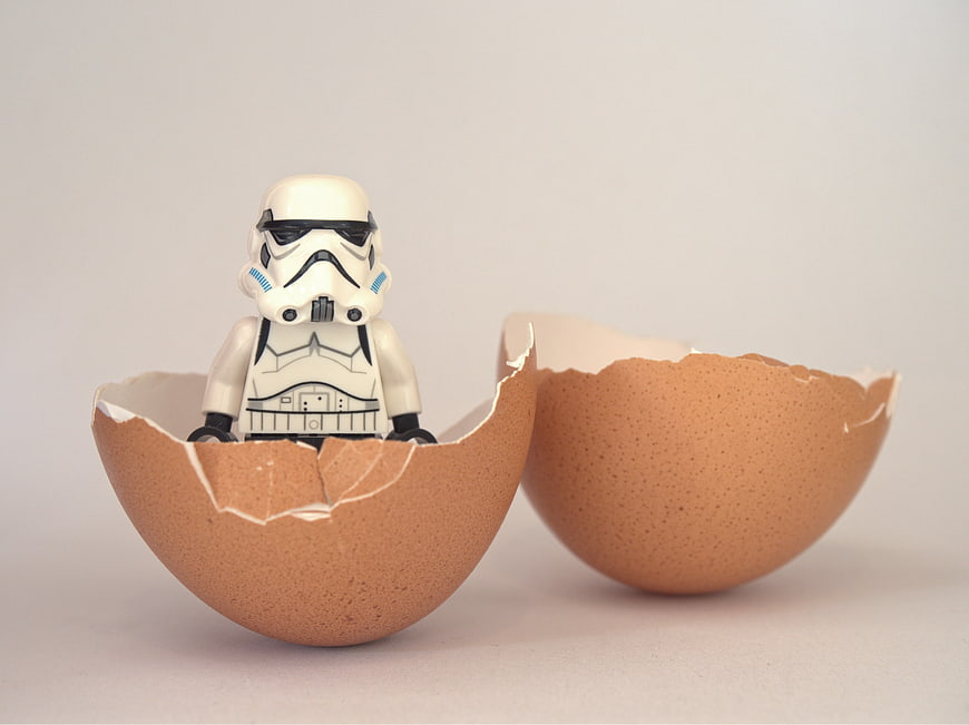 Lego Stormtrooper Minifig Hatching From Brown Egg Shell