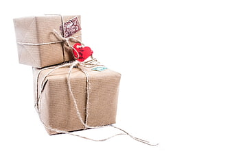 Rustic Gift Boxes Wrapped in Kraft Paper and Twine