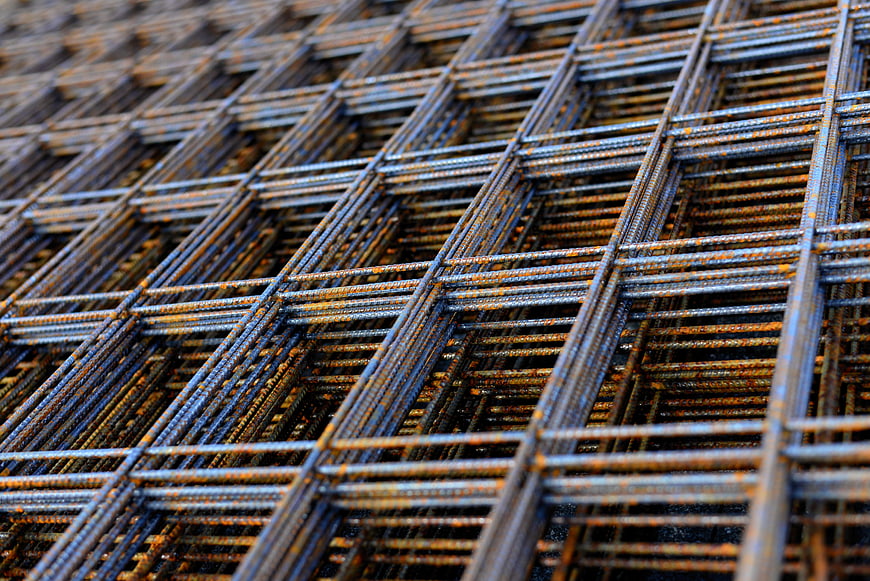 Close-up of Rusty Welded Wire Mesh Construction Material