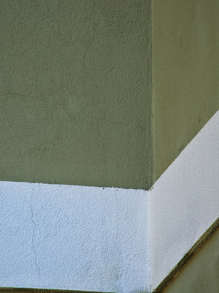 Abstract Green and White Textured Wall Corner