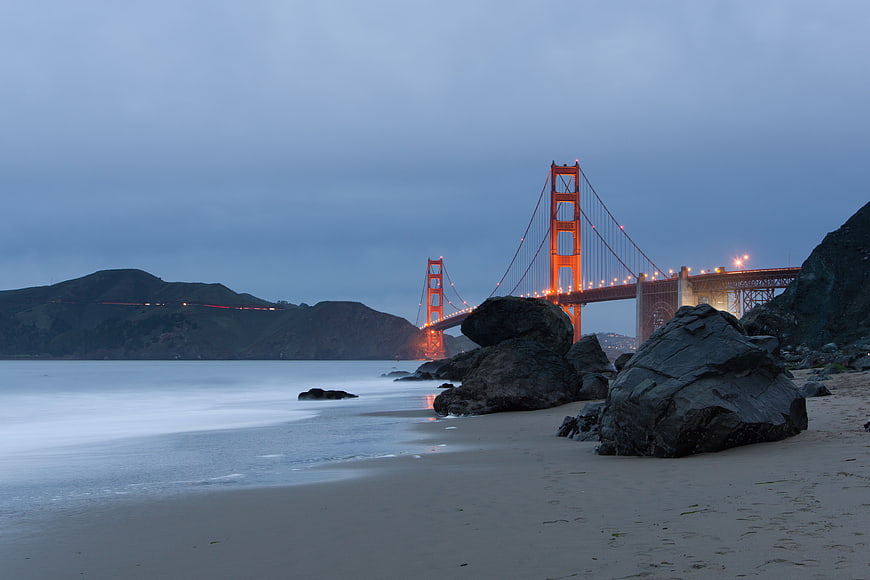 Golden Gate Bridge at Dusk from Baker Beach