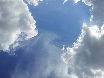 Blue Sky with White Clouds and Sunlight
