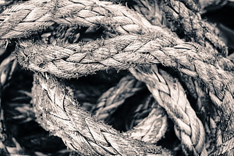 Close-up of weathered twisted rope texture