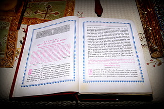 Open Orthodox Prayer Book with Religious Text and Icons