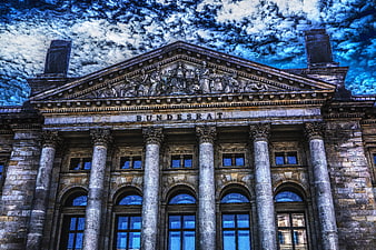 Dramatic HDR facade of the Bundesrat building in Berlin