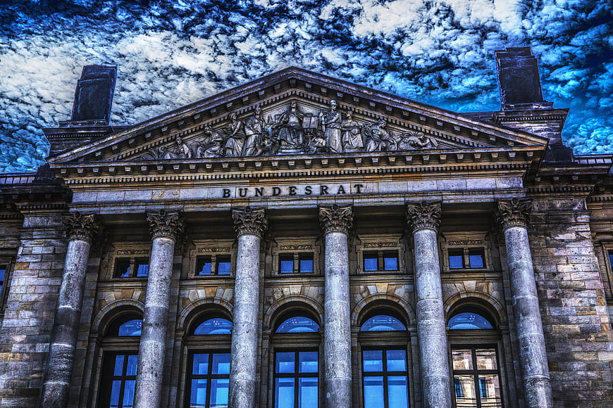 Dramatic HDR facade of the Bundesrat building in Berlin