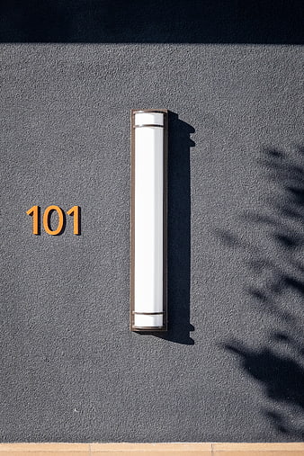 Minimalist Exterior Wall with House Number 101 and Sconce